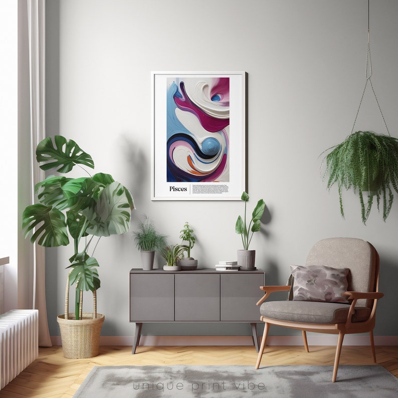 Pisces Zodiac Sign Colors Digital Wall Art, High Quality Print, Zodiac ...