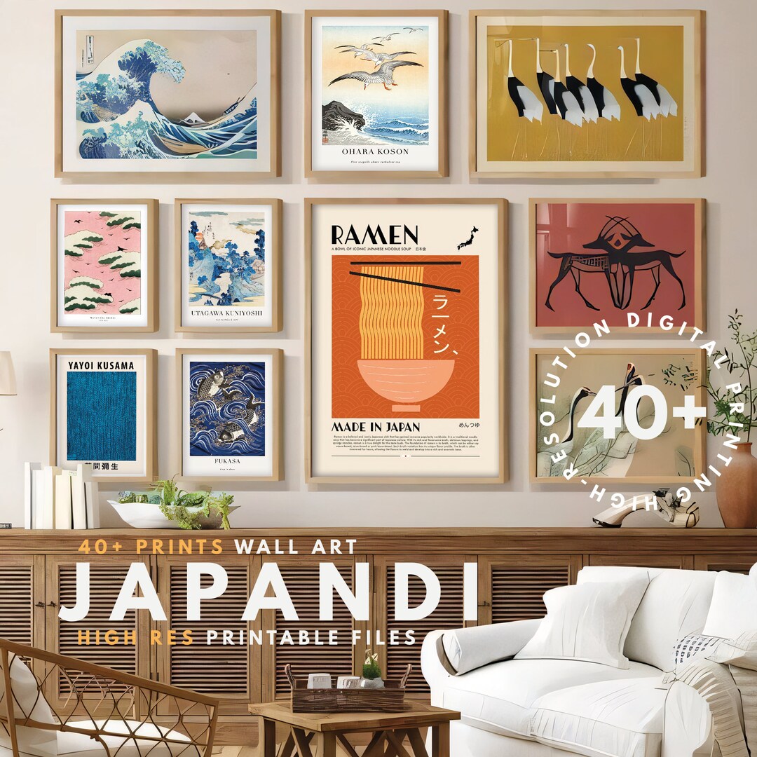 Japandi Wall Art Printable Premium Poster Set of 40 , Digital Print ...