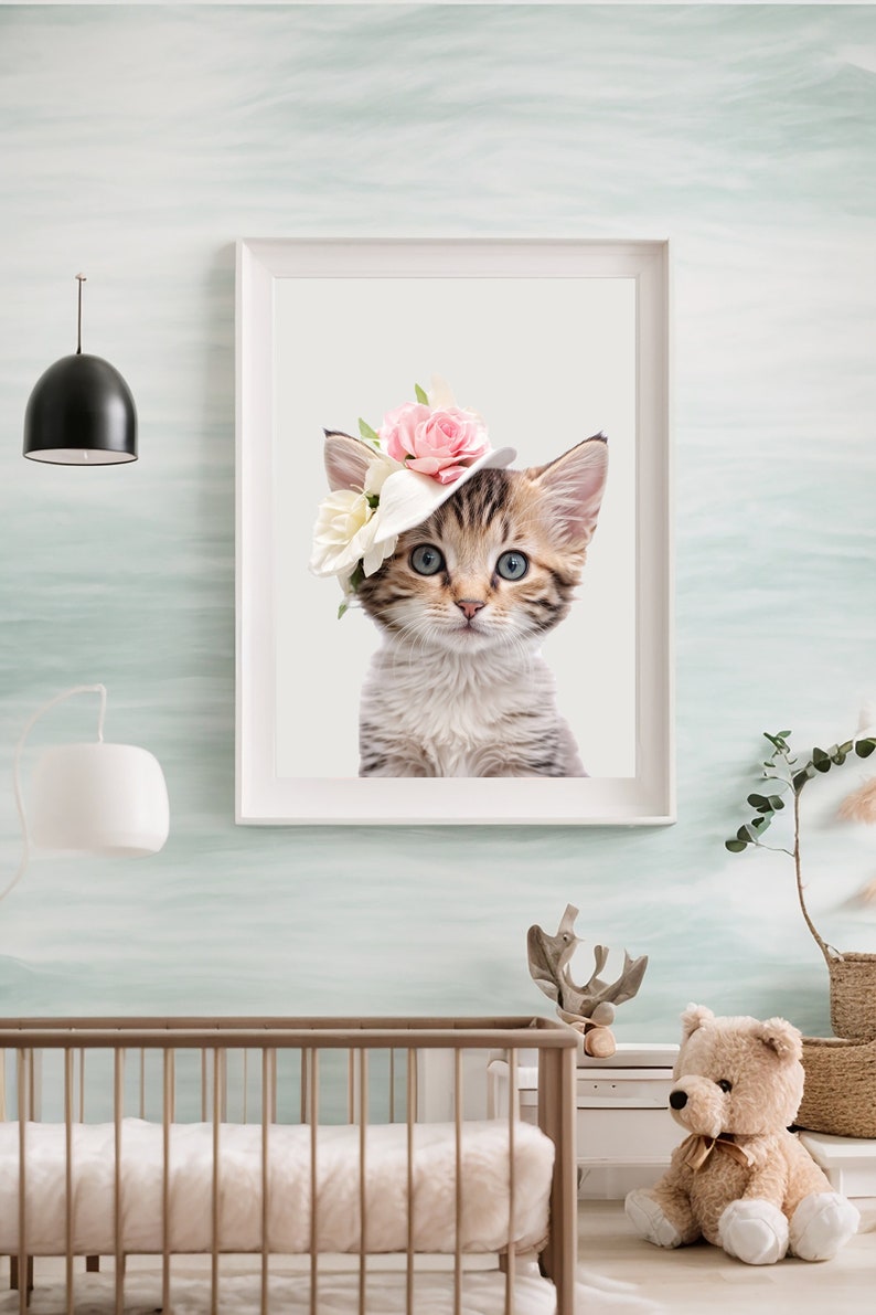 Kitten Picture Photo, Cute Kitten Picture for Girl's Room Decor, Kitten