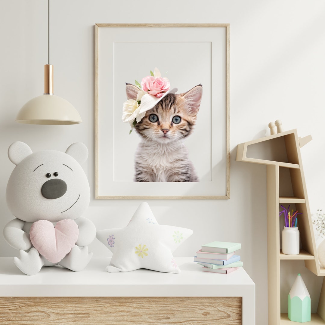 Kitten Picture Photo, Cute Kitten Picture for Girl's Room Decor, Kitten