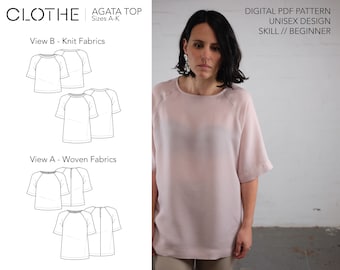 Oversized Top - Beginner PDF Sewing Pattern - 11 Sizes