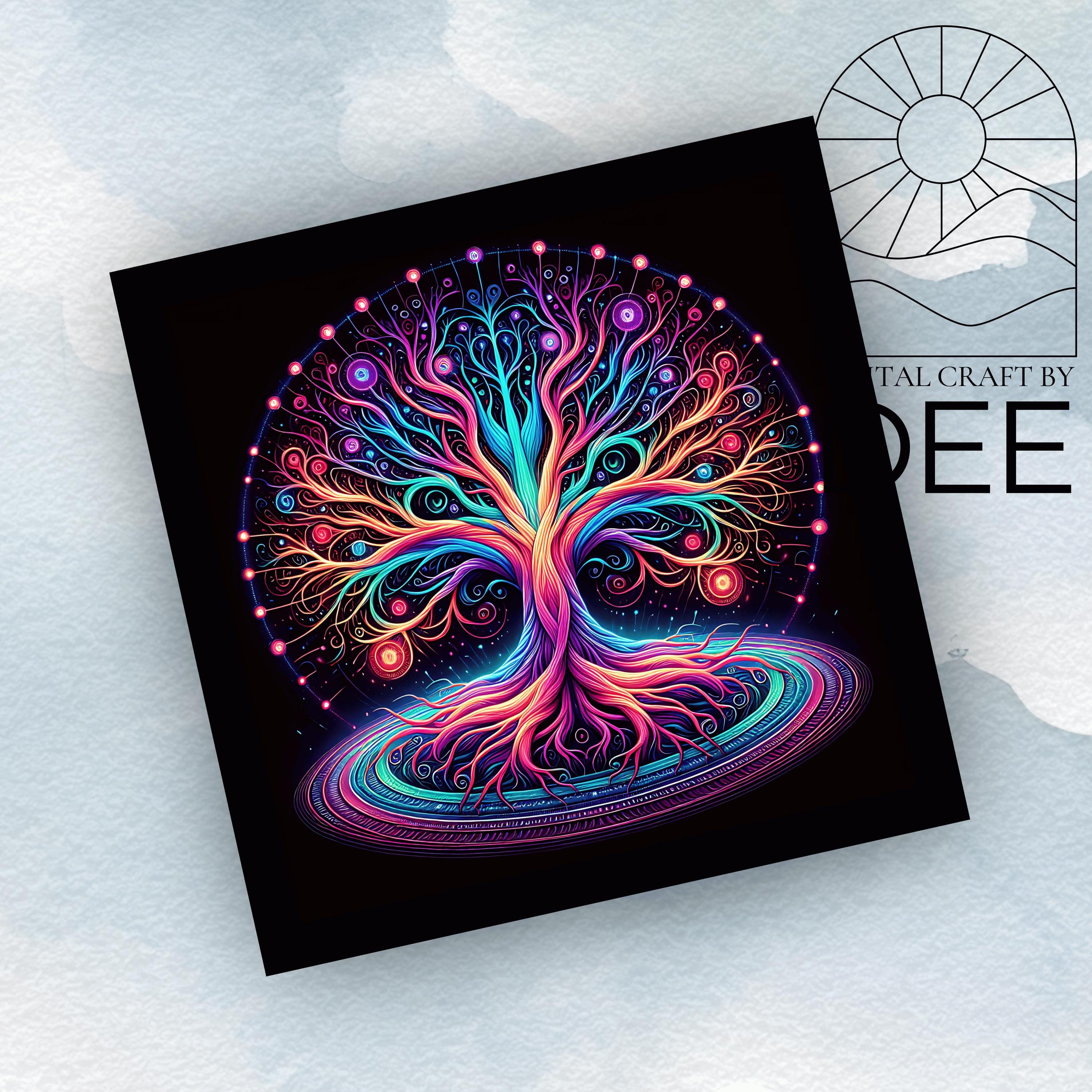 Tree of Life Wind Spinner Sublimation Design Template, Neon Wind ...