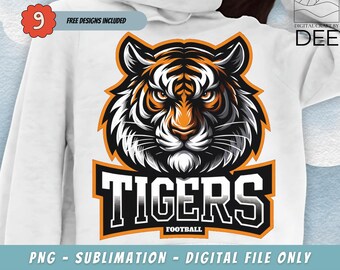 Tigers PNG, Tiger T-shirt Sublimation design, Tiger Mascot Png, Football Season Png, Game Day Png, Tiger Shirt PNG, Tiger Spirit PNG, Tiger