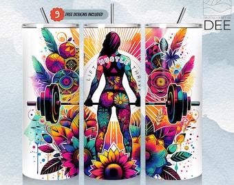 Vaso delgado de 20 oz para fitness, diseño de sublimación, descarga digital PNG, vaso de gimnasio, sublimación PNG, entrenamiento atlético, gimnasio, vida, deporte PNG