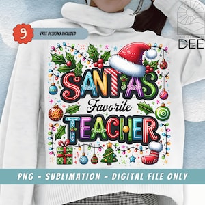 Insegnante di Natale PNG, Insegnante preferito di Babbo Natale PNG, Maglietta di Buon Natale Design a Sublimazione PNG, Insegnante allegro PNG, Regalo di Natale per l'insegnante