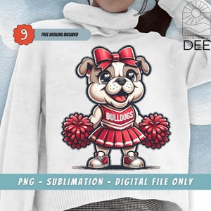 Grey Bulldog Mascot Red Cheerleader PNG, Bulldog Football, Red Bulldog Png, Bulldog Coquette, Bulldog School Mascot, Bulldog Mascot Png