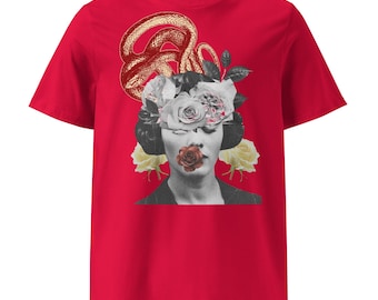 Djärv konstnärlig blommig orm-t-shirt - Unisex ekologisk bomull