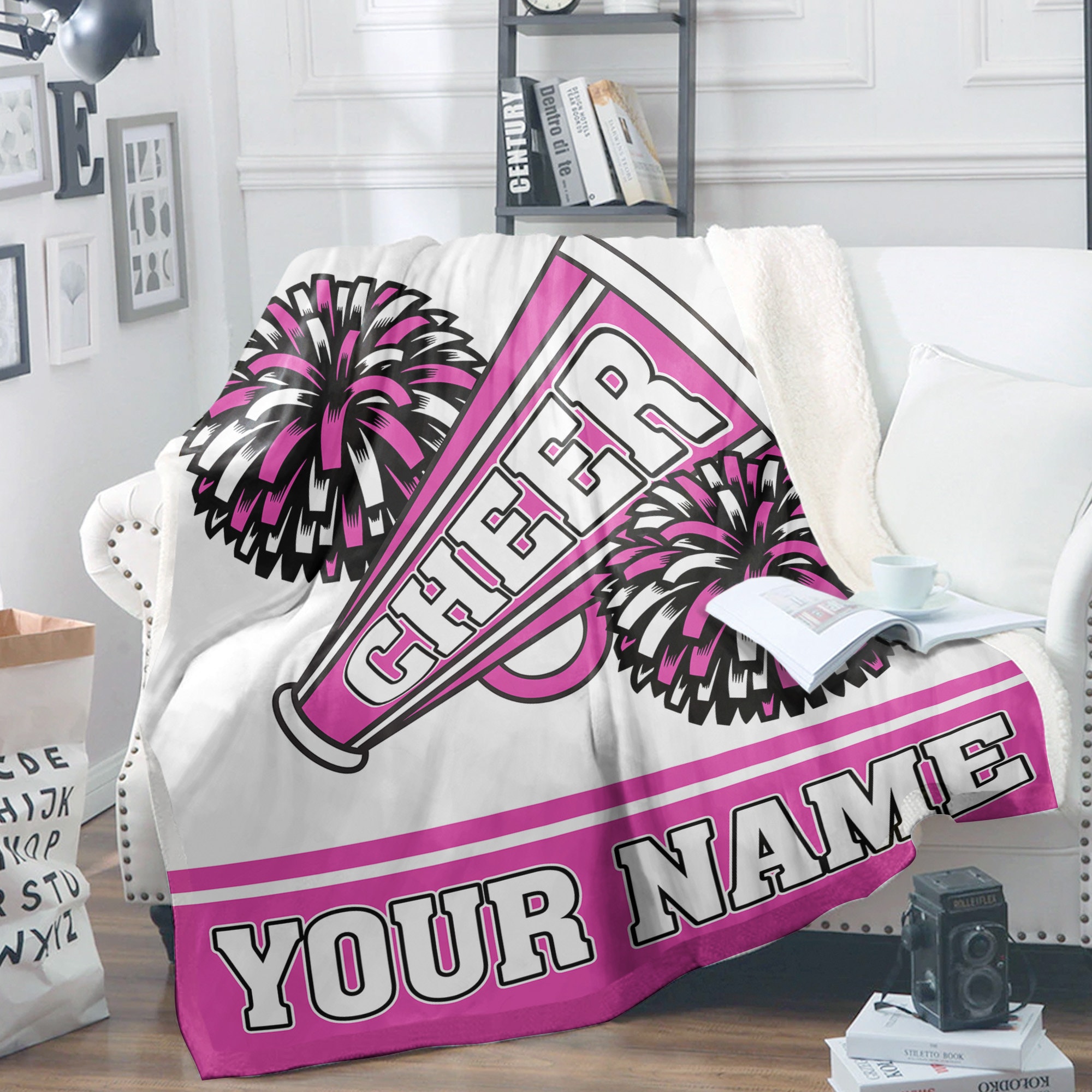 Personalized Cheerleading Blanket  - Custom Name Team Name & Colors Cheer Blanket - Cheer Gift for Mom, Wife, Girlfriend, or Entire Team