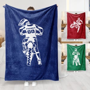 Personalized Dirt Bike Blanket, Custom Motocross Blankets And Throws, Dirt Bike Gifts, Motocross Gifts, Christmas Gifts For Son, Husband