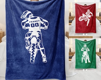 Personalized Dirt Bike Blanket, Custom Motocross Blankets And Throws, Dirt Bike Gifts, Motocross Gifts, Christmas Gifts For Son, Husband