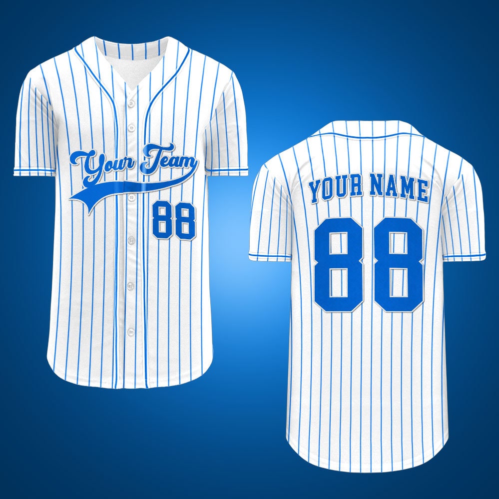 Custom Jerseys Blue White Baseball Jersey Custom Pink Light Blue