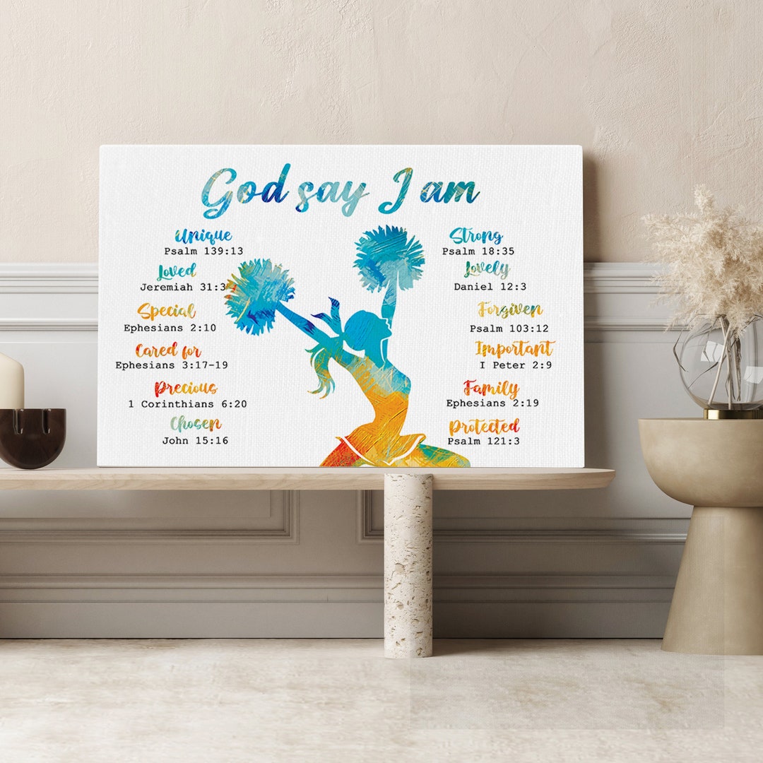 Personalized Cheerleading Wall Art, God Says I Am Poster/canvas, Custom ...