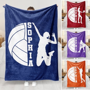Personalisierte Decke für Mädchen - Beachvolleyball-Decke aus Sherpa-Fleece - Geschenk für Mama, Freundin, Spielerin oder Mannschaft