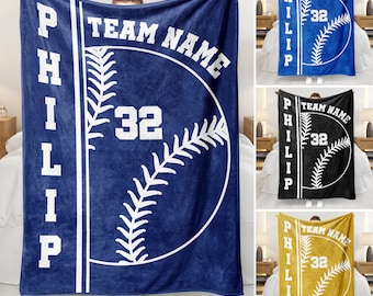 Personalized Baseball Team Blanket: Custom Name & Number Soft Sherpa Fleece Throw - Ideal Gift for Baseball Players or Teams