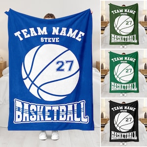 Personalized Basketball Blanket - Custom Name, Number & Team Name - Soft Sherpa Fleece Throw for Players or Teams - Unique Basketball Gift
