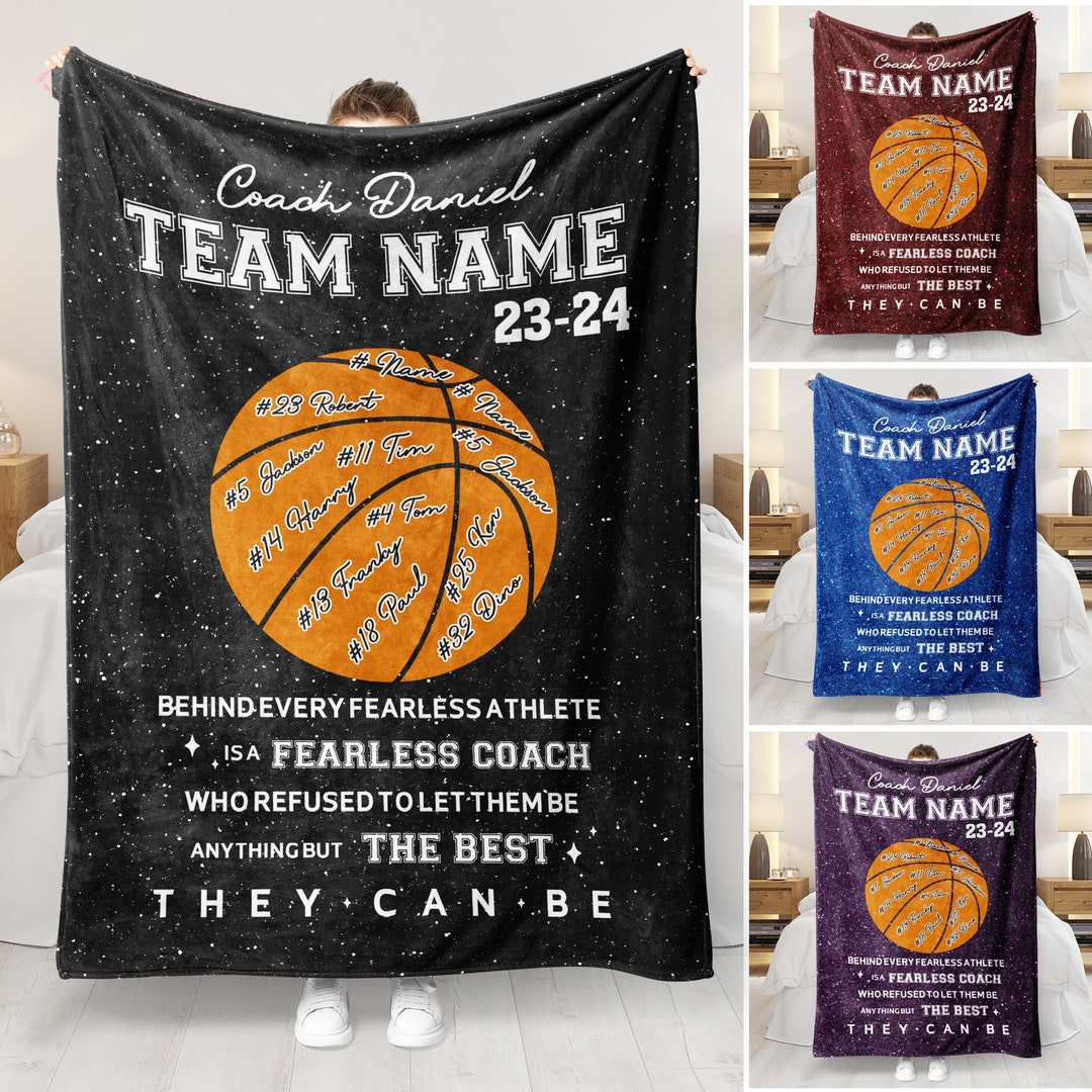 Personalized Basketball Coach Blanket - Custom Team Name, Color and ...