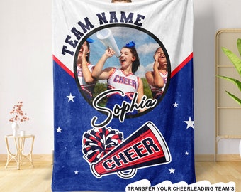 Manta de porrista personalizada - Transfiera el color del uniforme de su equipo de porristas a una manta - Foto de regalo de porrista personalizada para niña, mamá o hija