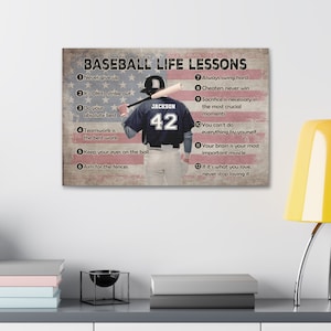 Personalized Baseball Wall Art, Baseball Life Lessons Poster/Canvas , Custom Framed Canvas, Baseball Gift for Dad, Son, Boy, Team