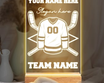 Customized Hockey LED Night Light - Personalized Name, Number, and Team Gift - Perfect Gift for Boyfriend, Son, Dad, Player, and Hockey Team