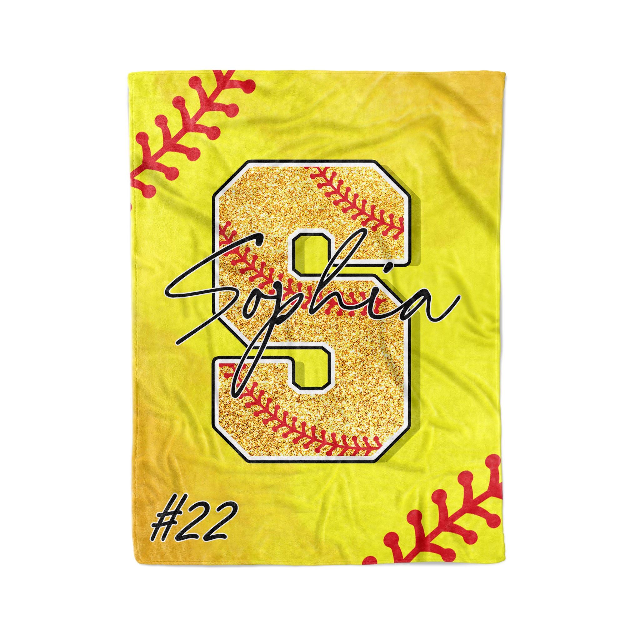 Personalized Softball Blanket - Custom Letter, Name and Number Softball Gift - Gift for Softball Girls, Girlfriend, Wife, Mom and Team