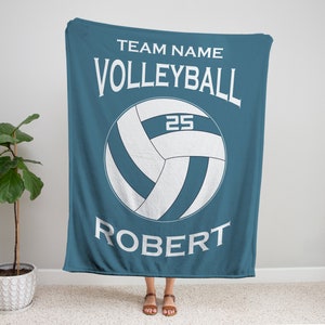 Personalisierte Decke mit Name, Nummer & Team - Weicher Sherpa Fleece Überwurf - Individuelles Geschenk für Beachvolleyball Papa, Ehemann, Sohn, Spieler