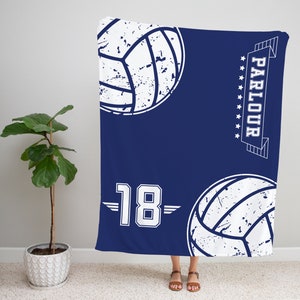 Personalisierte Beachvolleyball-Decke | Benutzerdefinierter Name und Nummer | Kuscheliger Fleece Sherpa für Mama,Frau,Freundin oder Team
