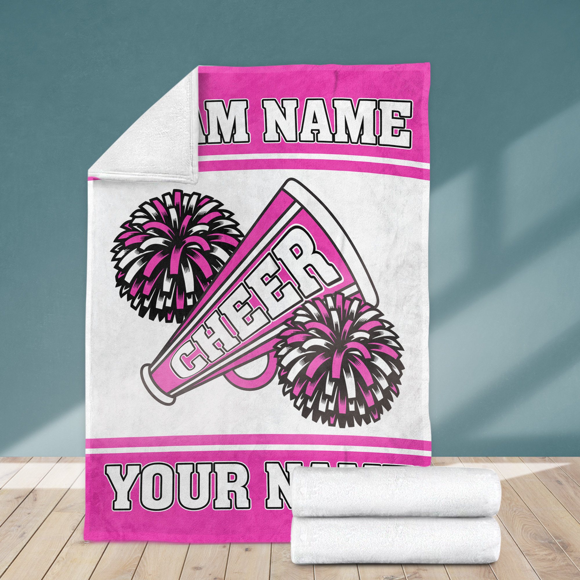 Personalized Cheerleading Blanket  - Custom Name Team Name & Colors Cheer Blanket - Cheer Gift for Mom, Wife, Girlfriend, or Entire Team