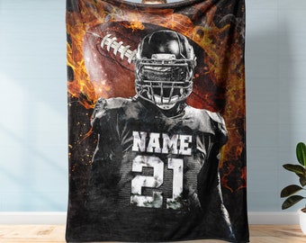 Manta de fútbol personalizada - Nombre personalizado y número de manta de fútbol llama - Regalo de fútbol único para papá, marido, hijo, jugadores de fútbol