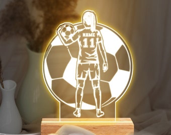 Customized Soccer Girl LED Night Light - Personalized Name & Number - Perfect Gift for Mom, Daughter, Girlfriend, Players and Teams