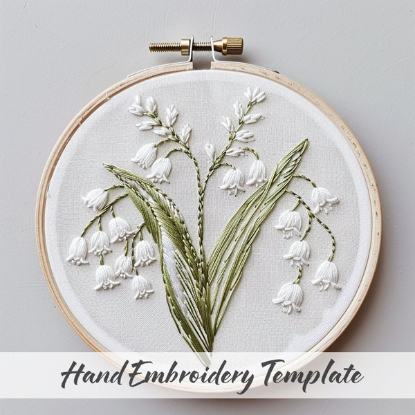 Lily Of The Valley, Hand Embroidery template, Easy Embroidery art, Flowers Embroidery, DIY handmade gift idea, creative Embroidery, hoop art