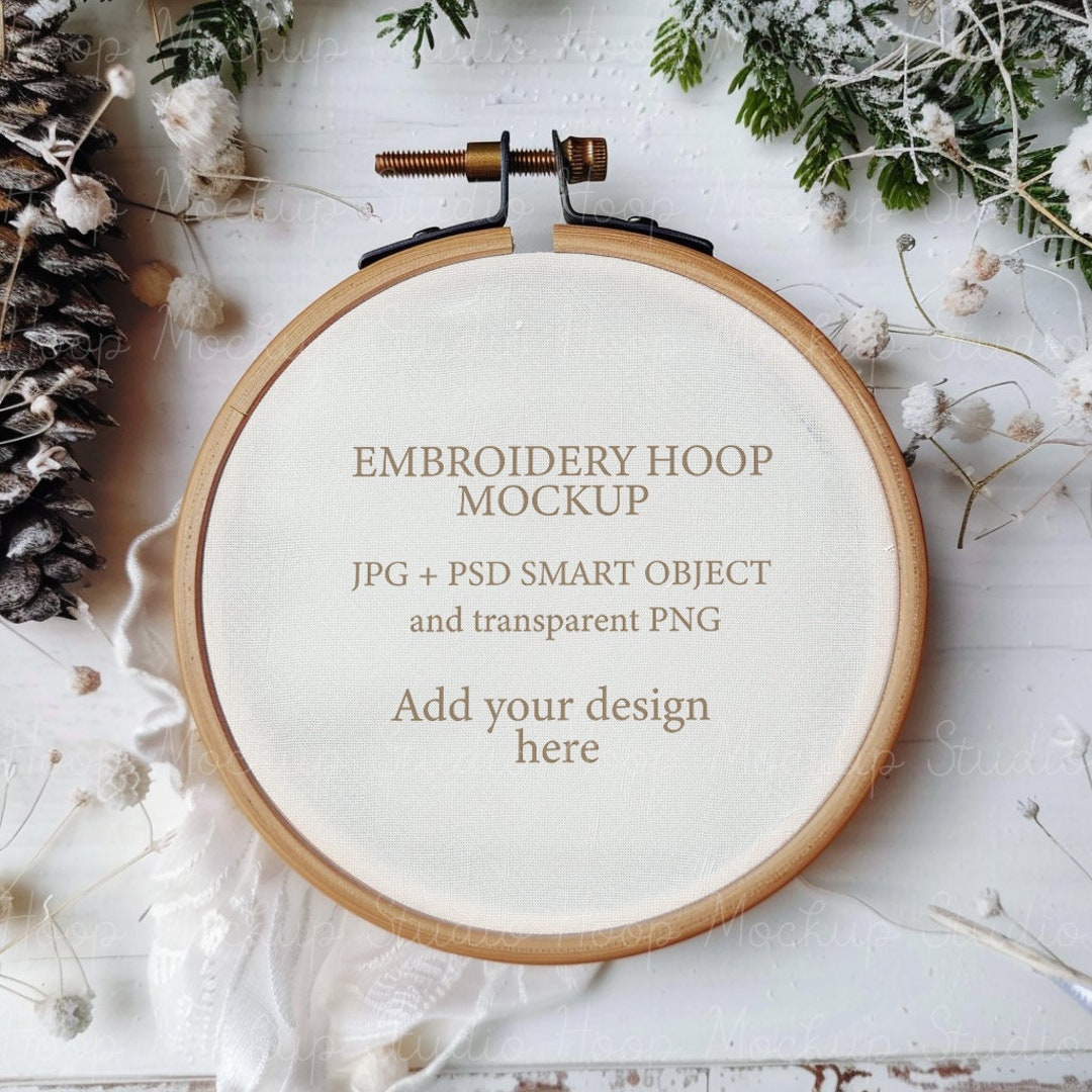 Embroidery Hoop Mockup, Cross Stitch Mock, Hoop Frame Canvas Mockup
