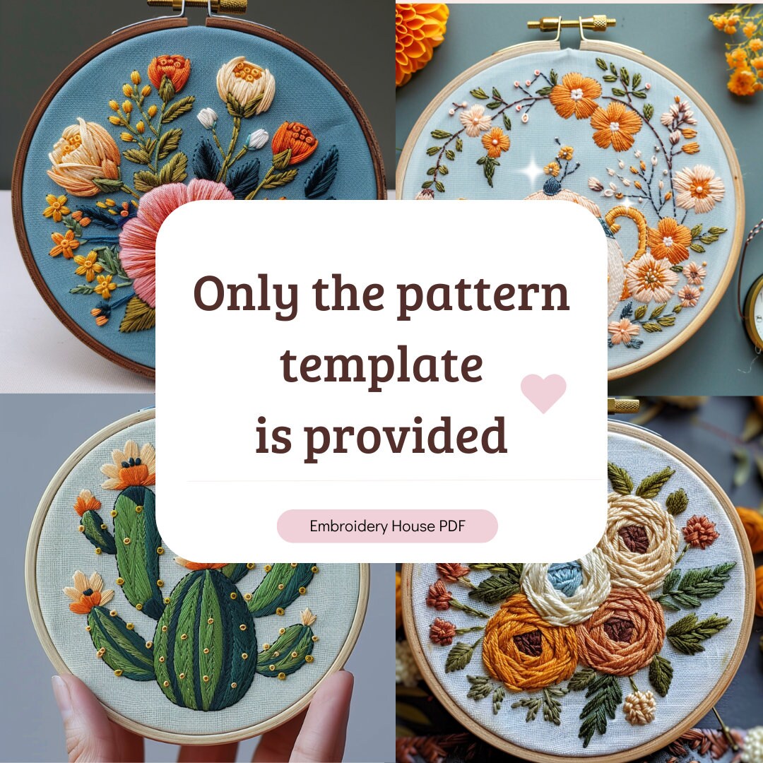 Folk Flower Embroidery, Hand Embroidery, PDF Pattern, Modern