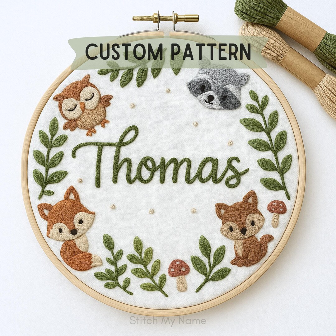 Personalized Hand Embroidery PDF Pattern Boys Room Wall Art Digital ...