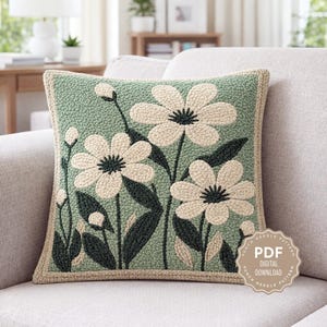 Motif fleurs sauvages, taie d'oreiller florale, décor botanique (Modèle PDF)