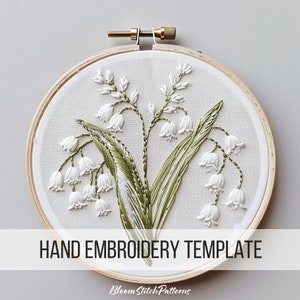 Lily Of The Valley, Hand Embroidery template, Easy Embroidery art, Flowers Embroidery, DIY handmade gift idea, creative Embroidery, hoop art