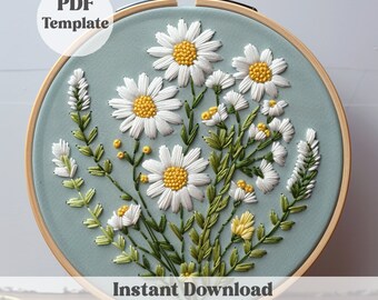 Daisy Embroidery Pattern - Etsy
