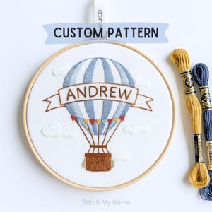 Boy name wall decor hand embroidery PDF pattern personalized hoop art digital baby room embroidery template custom nursery name design file