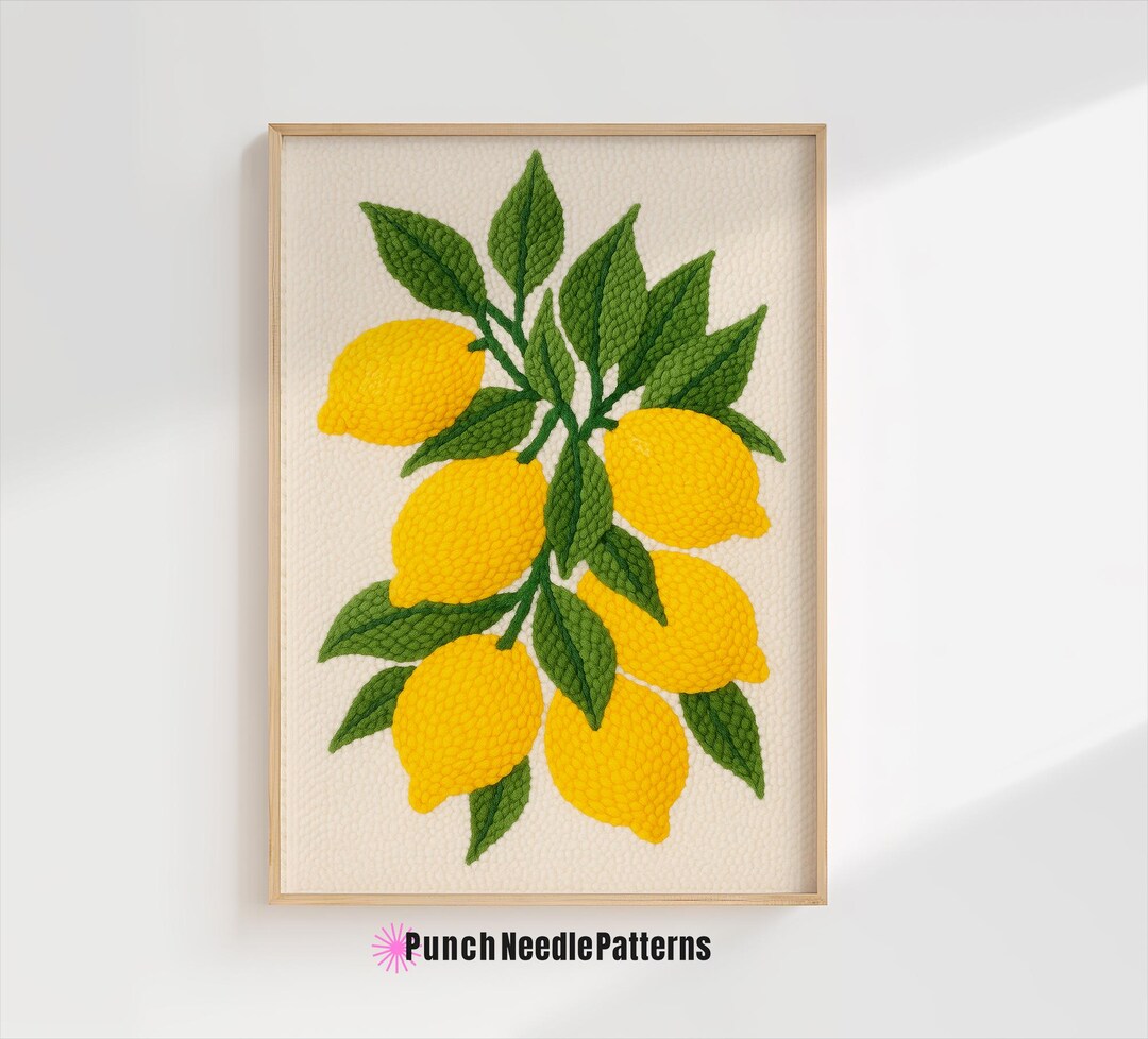 Lemonhead Pattern Lemons Punch Needle Pattern, Fruit Embroidery Design, Yarn Art (PDF ...