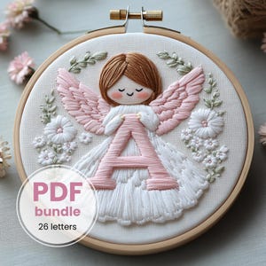 Letters Embroidery Pattern For Beginner, Angel Hand Embroidery, PDF Pattern, Instant Download, DIY Embroidery, PDF Pattern Design, Baby gift