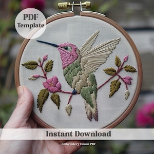 Bird Hand Embroidery Pattern, Bird Embroidery, Floral bird, Cute Hand Embroidery Pattern PDF pattern, Wildlife Embroidery, Beginner friendly