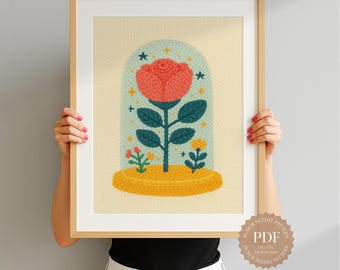 Rose Punch Needle Pattern: Beginner DIY Embroidery (PDF Download)