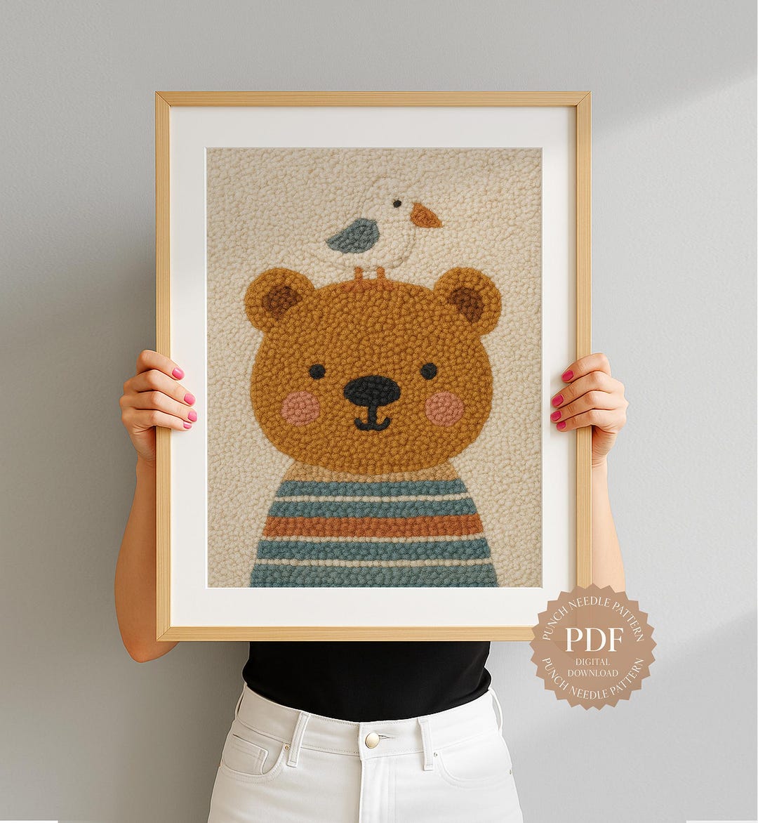Bear Punch Needle Pattern: A4 Beginner Embroidery (PDF Pattern - Etsy