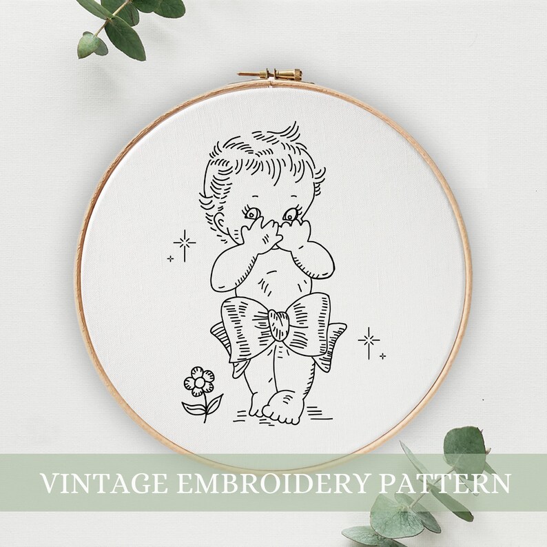 Baby Boy Hand Embroidery Design, Hand Embroidery, PDF Pattern, Beginner