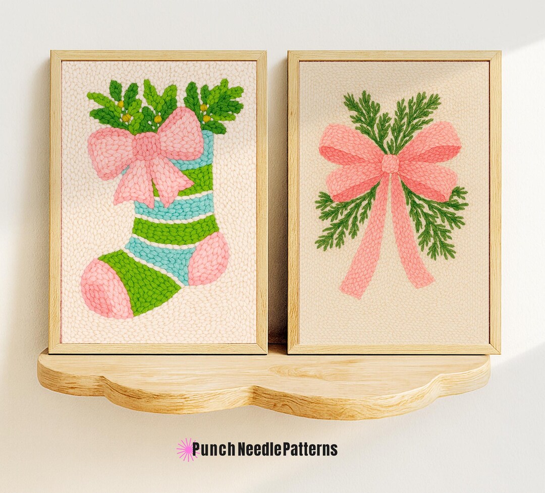 Christmas Punch Needle Pattern, DIY Embroidery Art (PDF Download) - Etsy
