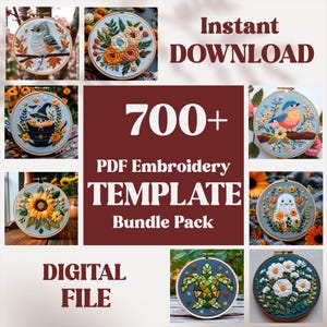ALL-IN-ONE Hand Embroidery Bundle Pack, Whole Shop Patterns, Digital Templates, Embroidery Designs, Lifetime Access, 650+ Embroidery designs