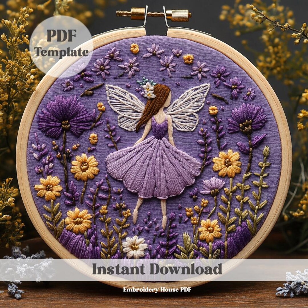 Fairy Floral Hand Embroidery Pattern: Mythical DIY Art (PDF Pattern) - Etsy
