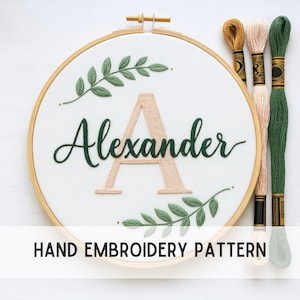 Custom Name Embroidery Pattern, printable embroidery, nursery Decor, Book Hand Embroidery, DIY Embroidery, Letter Design, Baby shower Gift