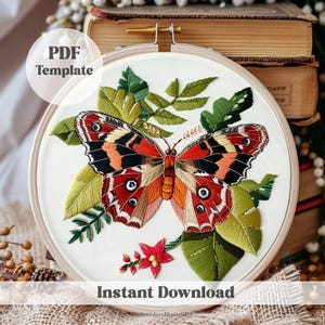 Butterfly Hand Embroidery Pattern, Insect Embroidery, Floral Butterfly ...