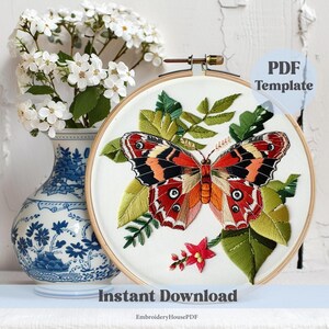 Butterfly Hand Embroidery Pattern, Insect Embroidery, Floral Butterfly ...