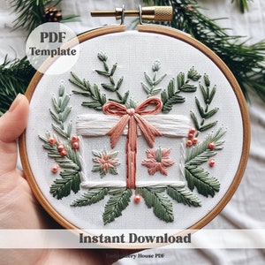 Christmas Embroidery, Hand Embroidery, Holiday Ornaments Pattern, DIY Hoop Art Easy, Christmas Gift, Needlework Home Decor, christmas decor